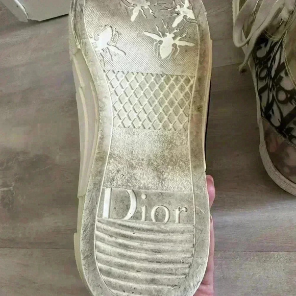 Christian Dior High Top Sneakers Oblique Canvas 40 White/gray - Picture 6 of 16